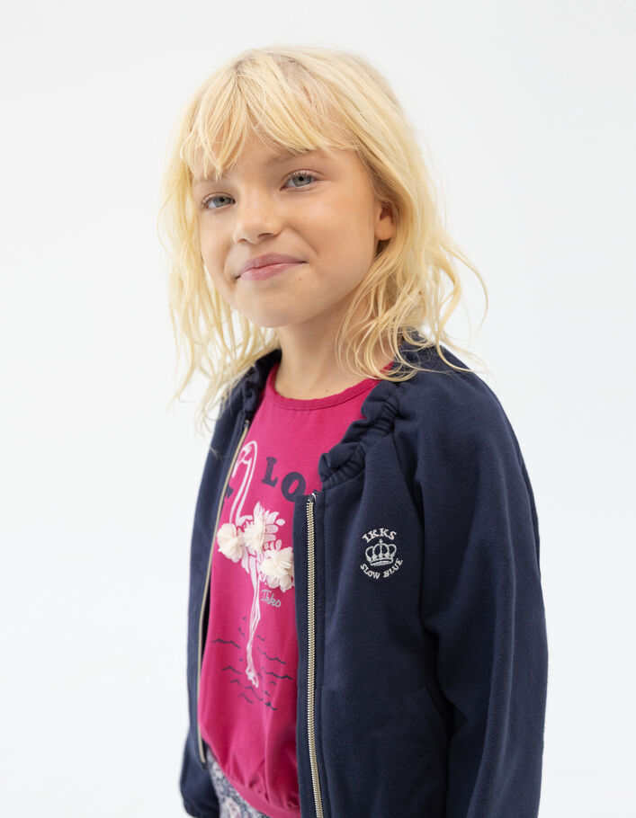 Cardigan marine à col élastiqué fille