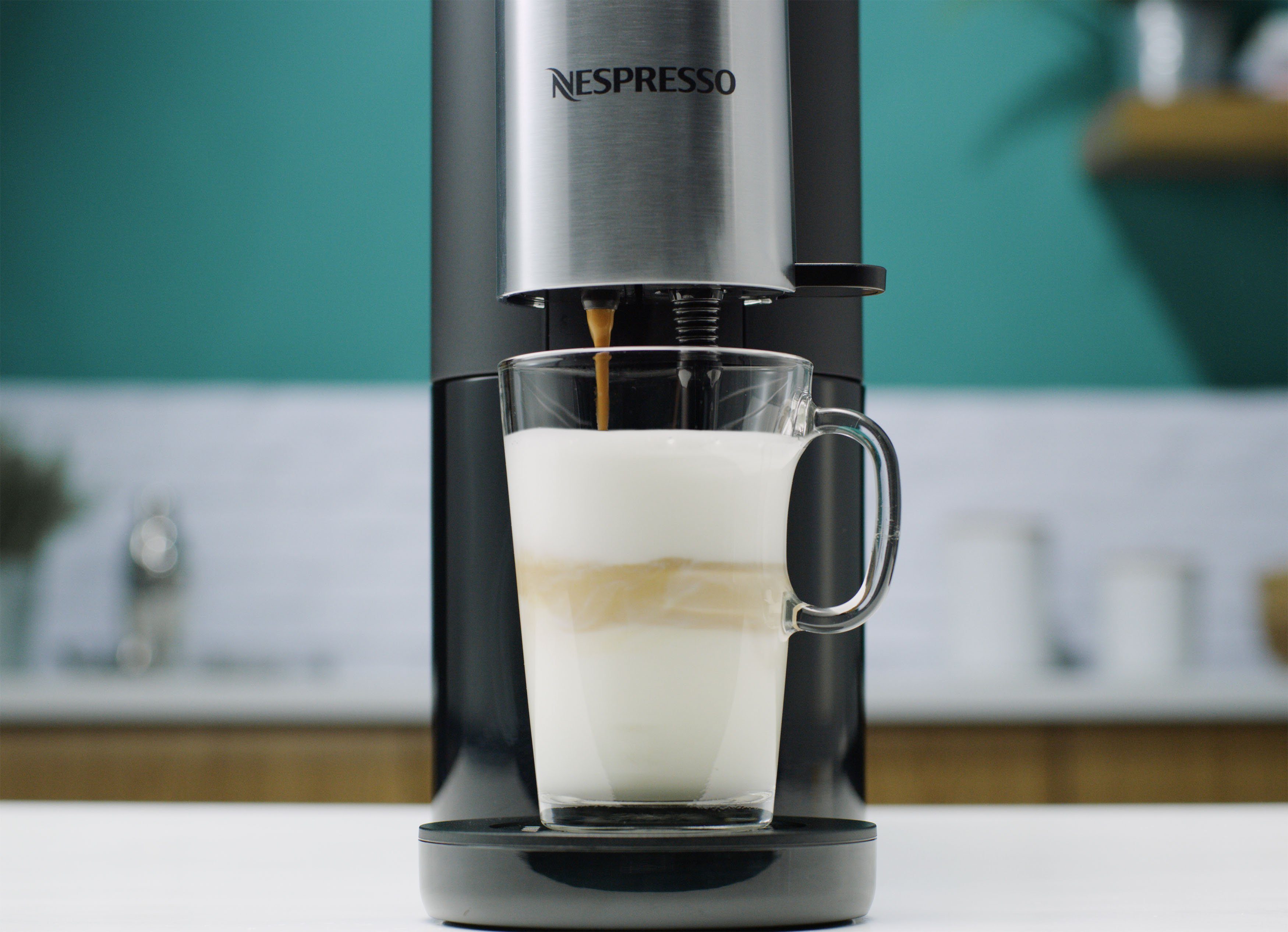 Nespresso Kapselmaschine XN8908 Atelier von Krups, Wassertank: 1 L, 19 Bar Druck, inkl. Nespresso Glastasse + Kapseln