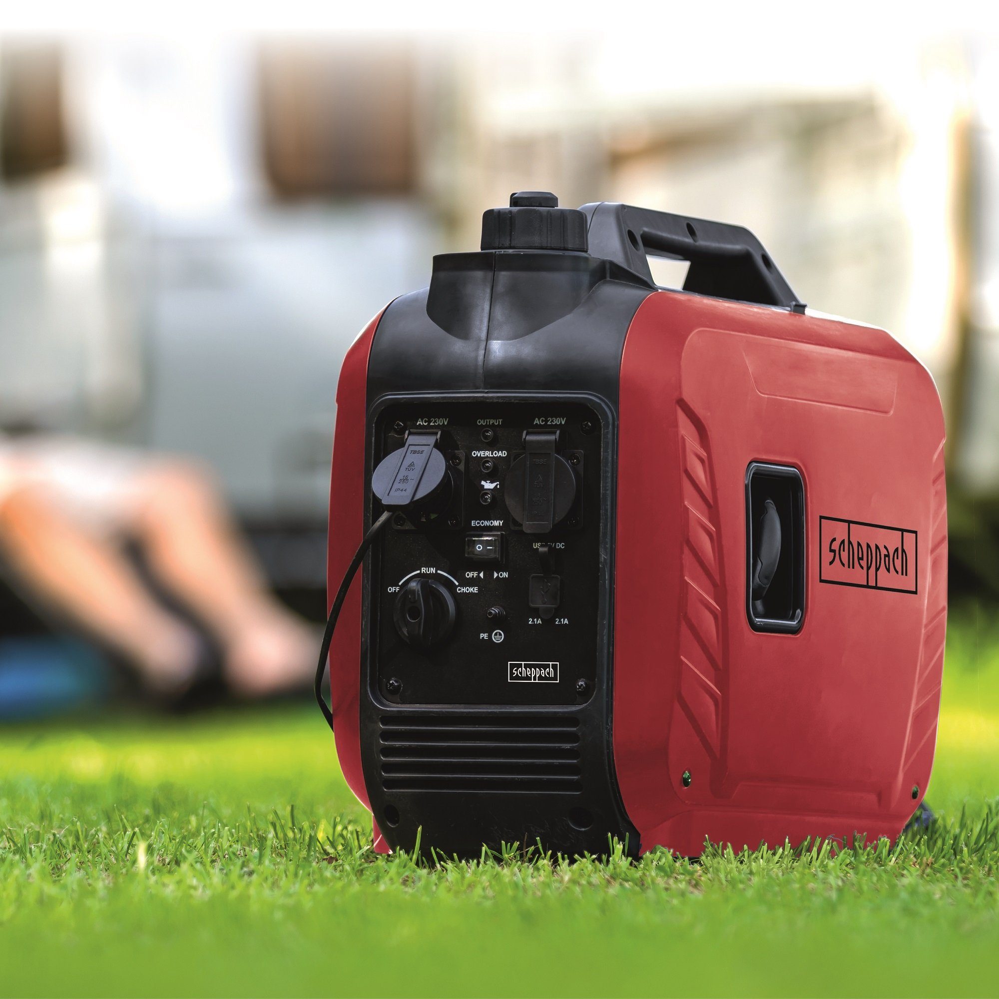 Scheppach Stromerzeuger Stromerzeuger ISE2500 (Inverter) 4-Takt-Benzinmotor Seilzugstarter, 2 in kW, (1 Stück, Tankinhalt 4,1 L), Kompakte Bauweise im Kofferformat
