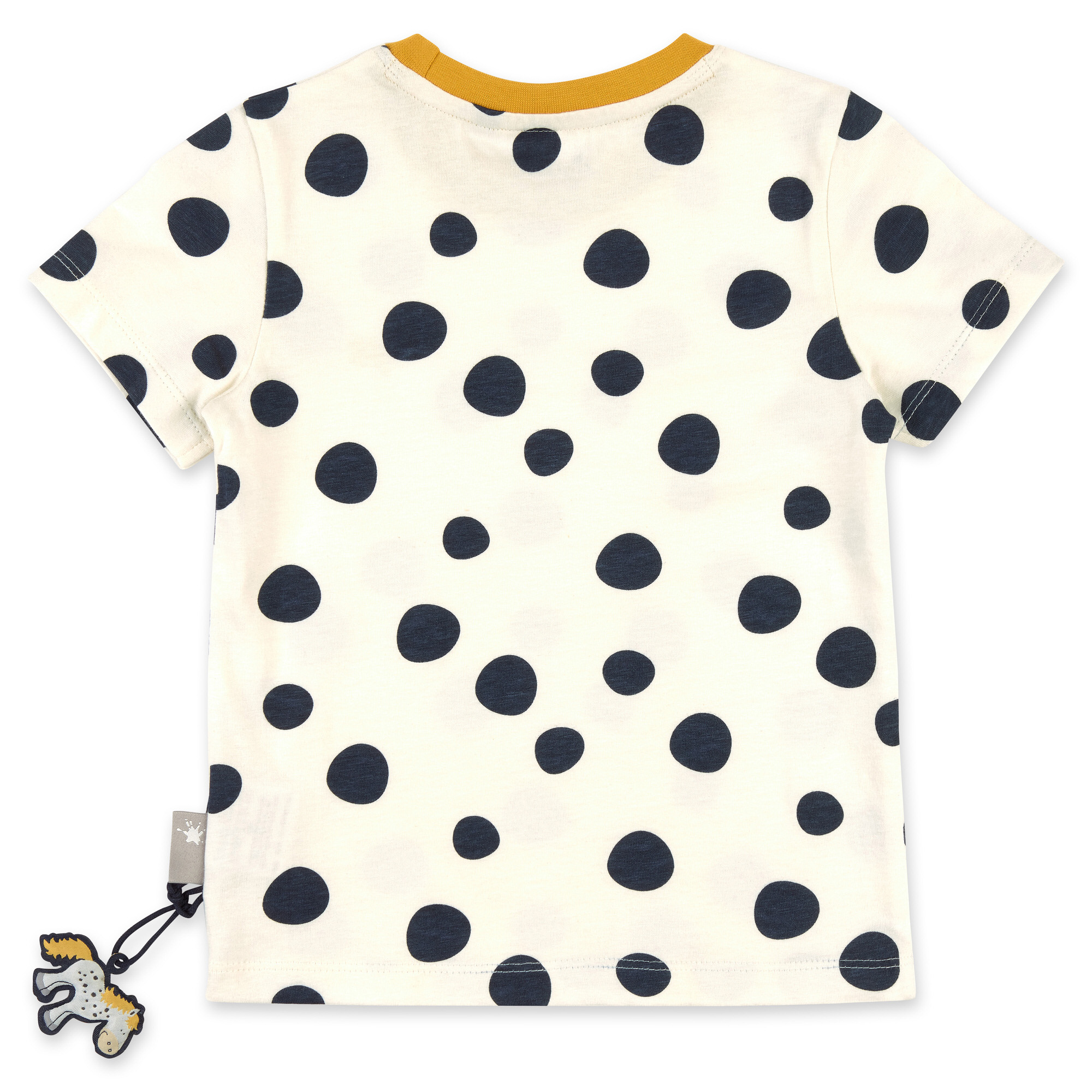 Weißes Kinder T-Shirt mit dunkelblauen Punkten