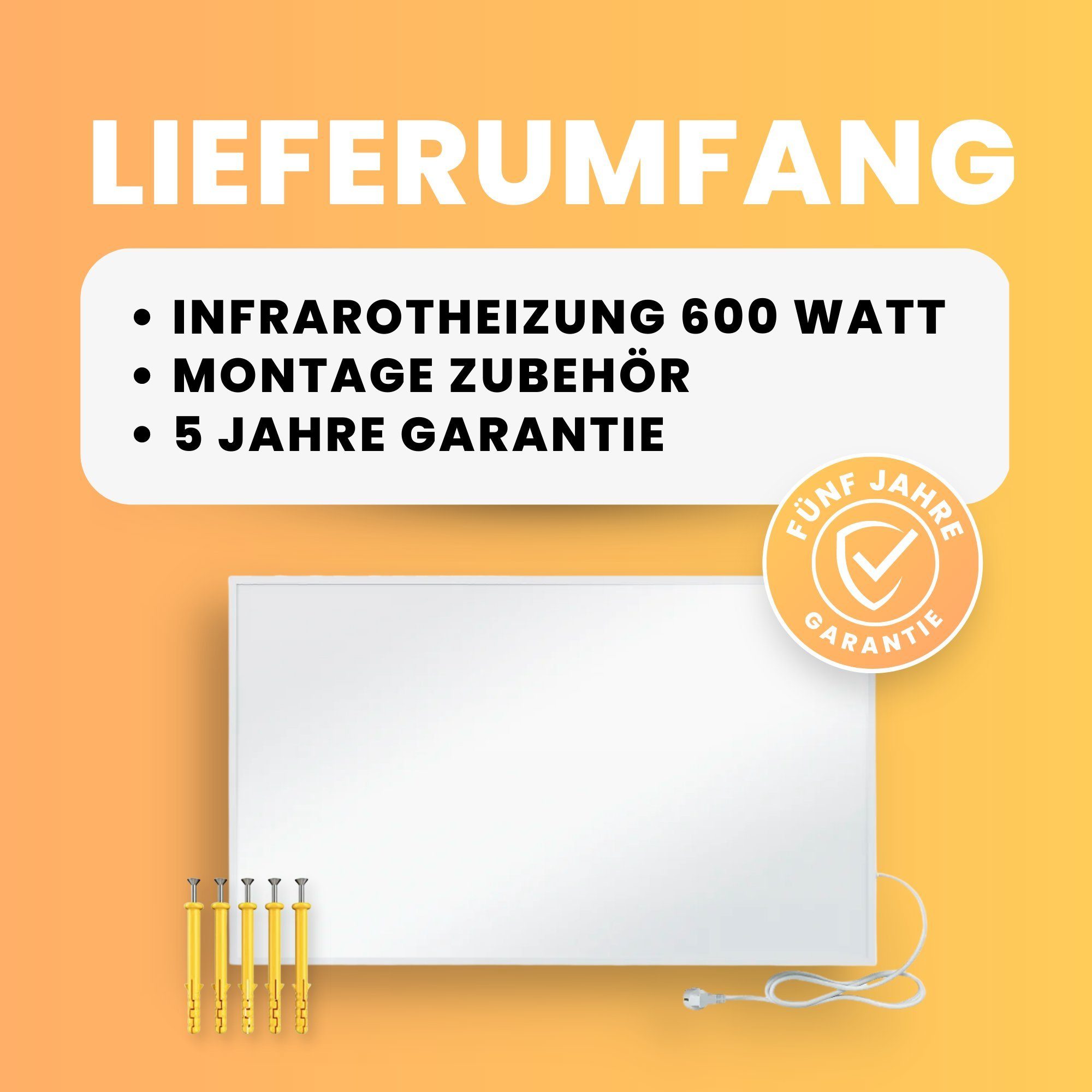 Bringer Infrarotheizung BRIH, 300-1200 Watt mit Thermostat Elektroheizung