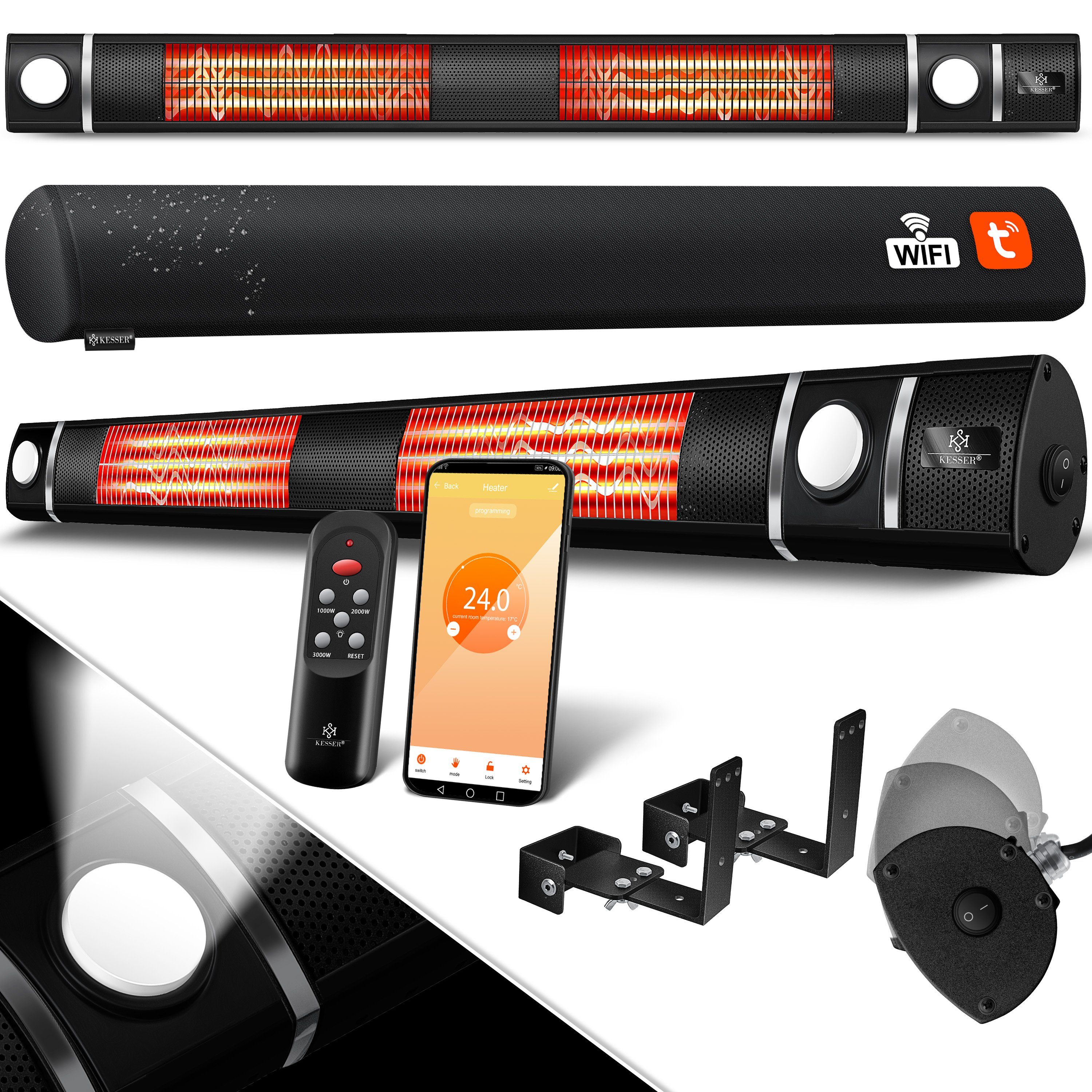 KESSER Heizgerät, Infrarot Heizstrahler 3000W Heizer IR-Gastro-Bar + LED, Fernbedienung