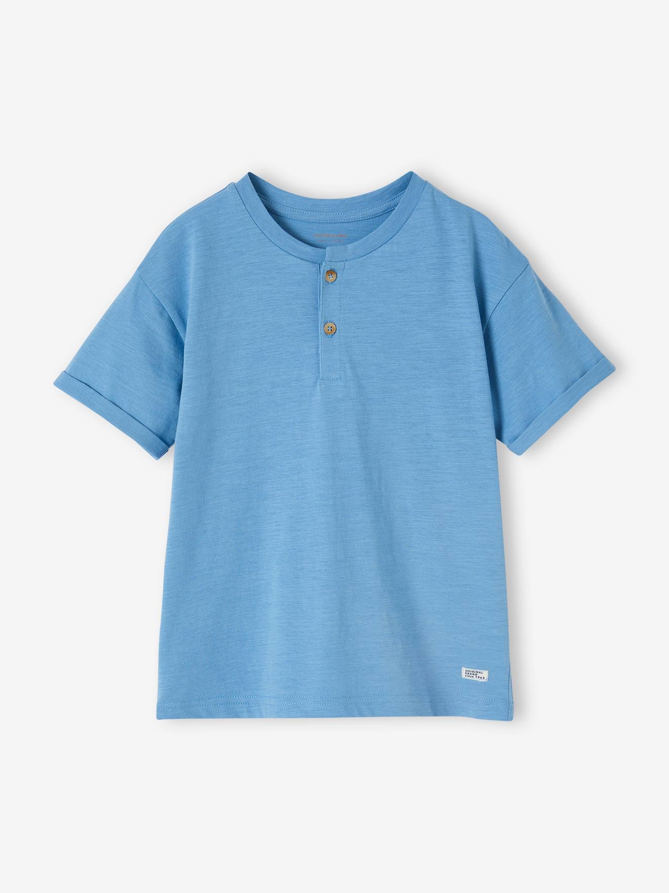 Vertbaudet Jungen Henley-Shirt mit Recycling-Baumwolle BASIC, personalisierbar - wollweiß