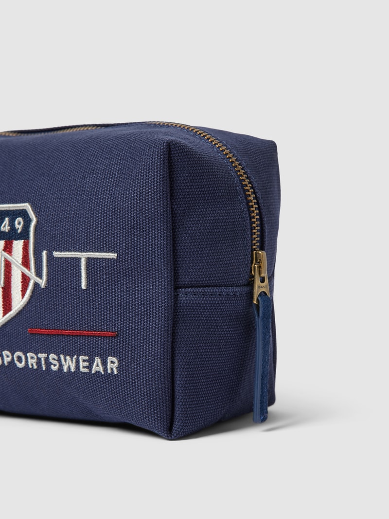 Kulturtasche mit Label-Stitching Modell 'COLOR SHIELD' in marineblau