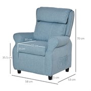 HOMCOM Kindersofa Kindercouch Kindersessel Stuhl Liegesofa verstellbar mit Fußstütze für 3-8 Jahre Jungen und Mädchen Blau 58x53x70cm