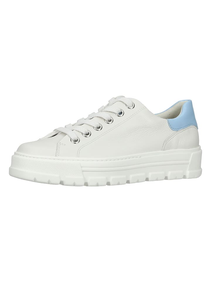 Paul Green Leder-Sneakers in Weiß/ Hellblau günstig kaufen