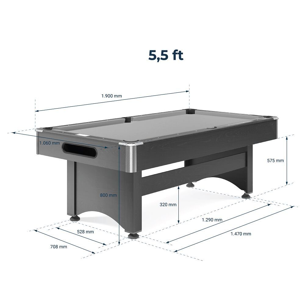 Sportime Billardtisch Billardtisch Galant, In 5,5 ft (190x106 cm), 7 ft (215x118 cm) & 8 ft (246x134 cm)