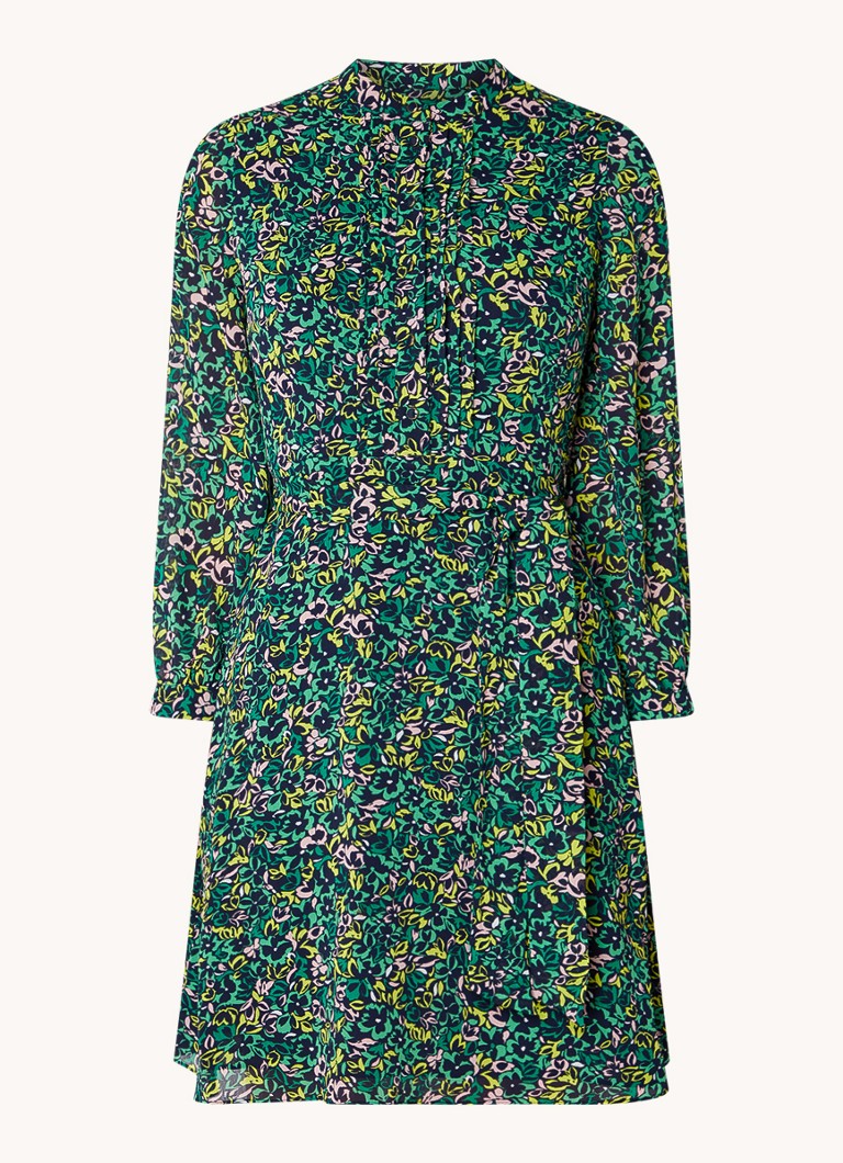 Abito corto a blusa Hobbs con stampa floreale e cintura da annodare