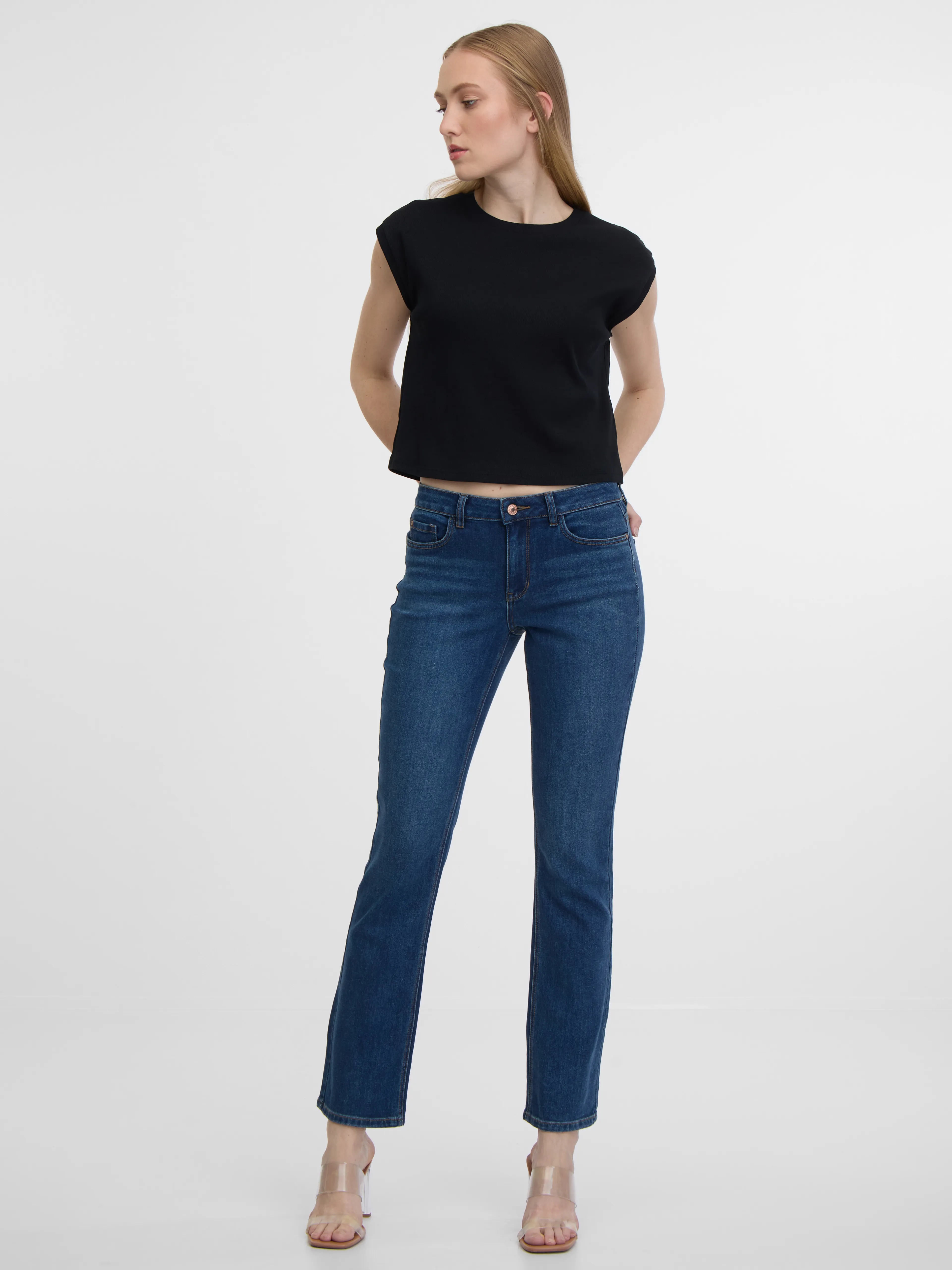 Blaue Damenjeans straight mid waist ORSAY