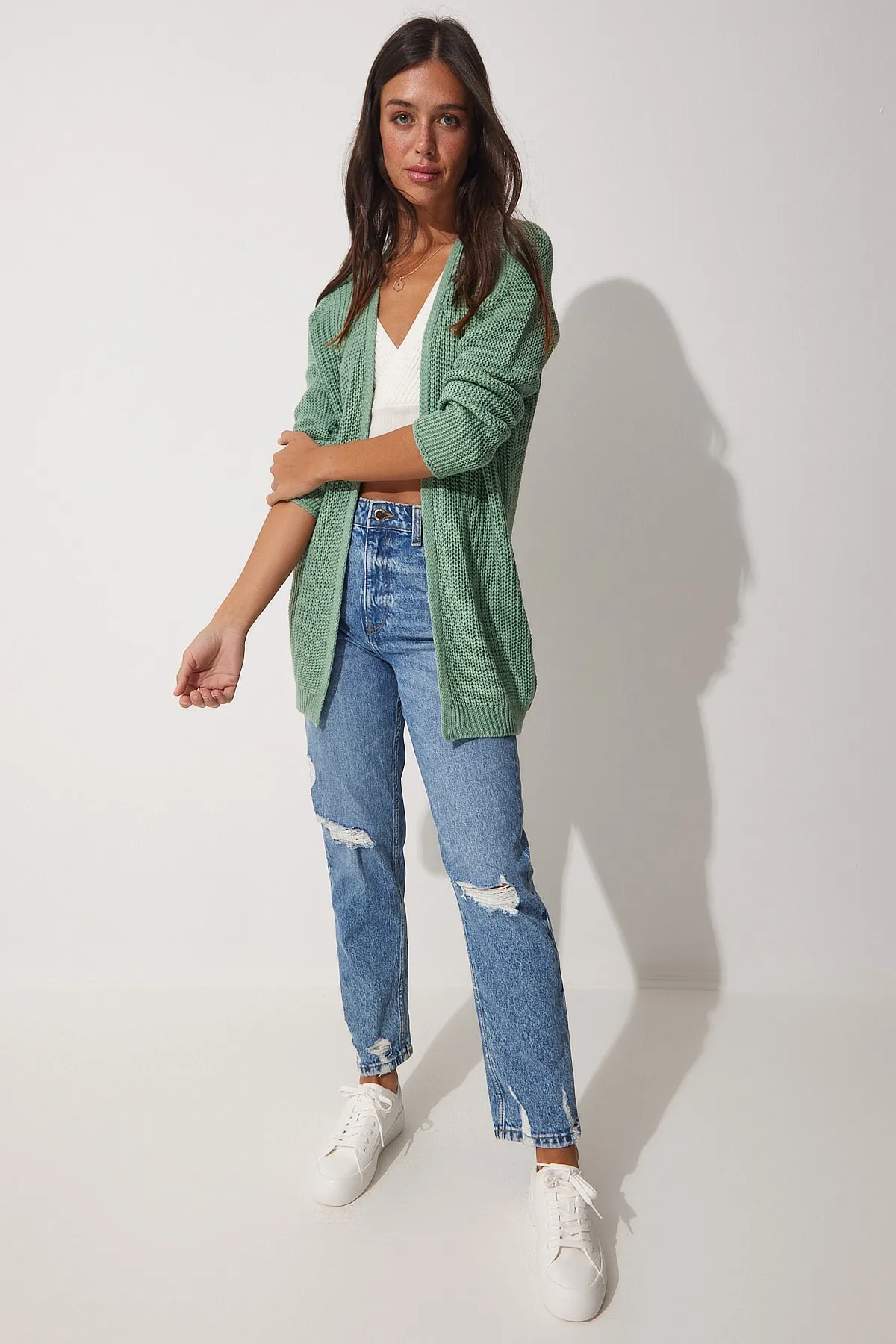Happiness İstanbul  Strickjacke - Grün - Regular Fit