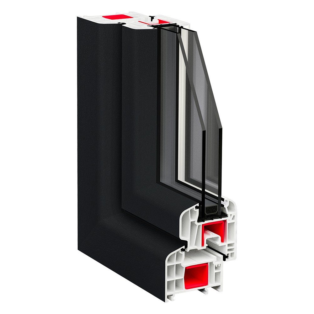 SN DECO GROUP Kellerfenster 1 Flügel, 1000x1000, außen anthrazit/innen weiß, 70 mm Profil, (Set), RC2 Sicherheitsbeschlag, Hochwertiges 5-Kammer-Profil