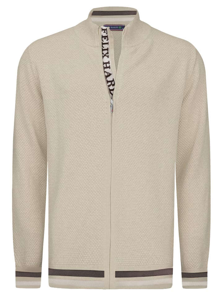Felix Hardy Stehkragen Strickjacke in Beige günstig kaufen
