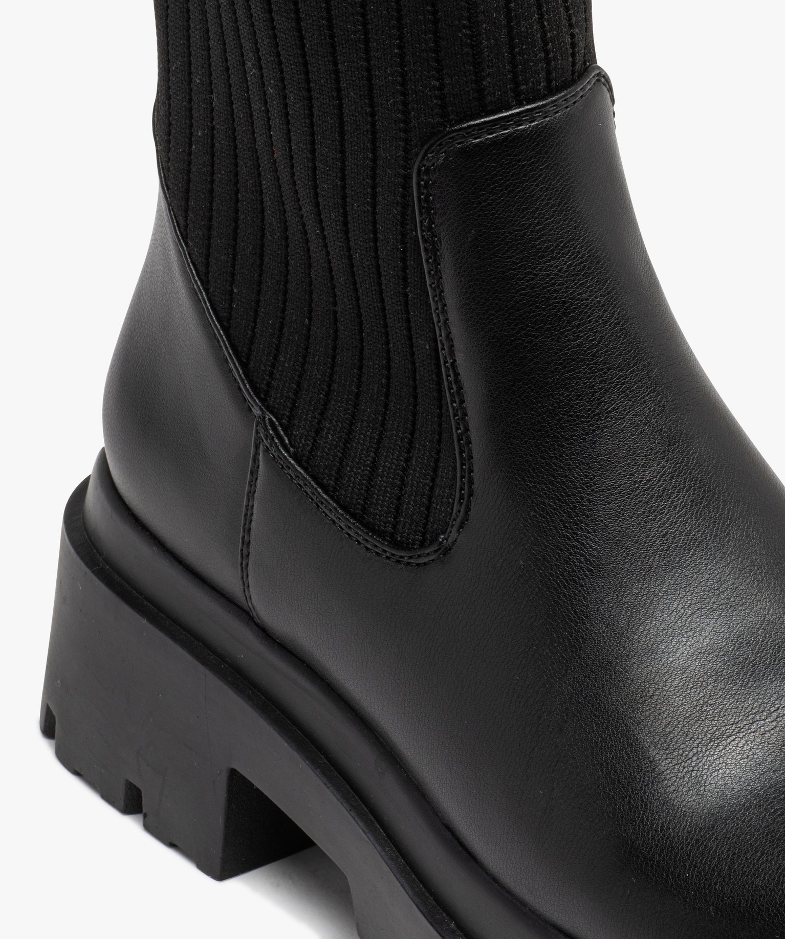 Boots col chaussette à épaisse semelle crantée femme noir | GEMO