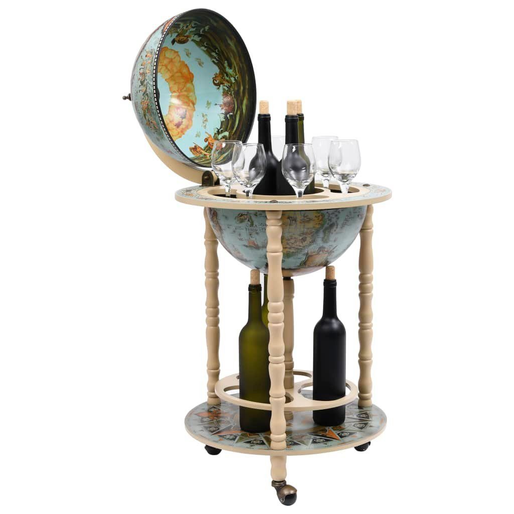 vidaXL Barschrank Globus-Bar mit Flaschenregal Eukalyptusholz Blau (1-St)