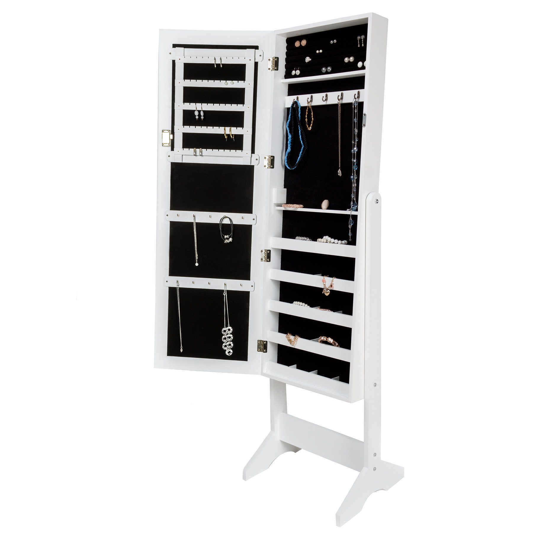 tectake Standspiegel Schmuckschrank mit Spiegel, hochkant