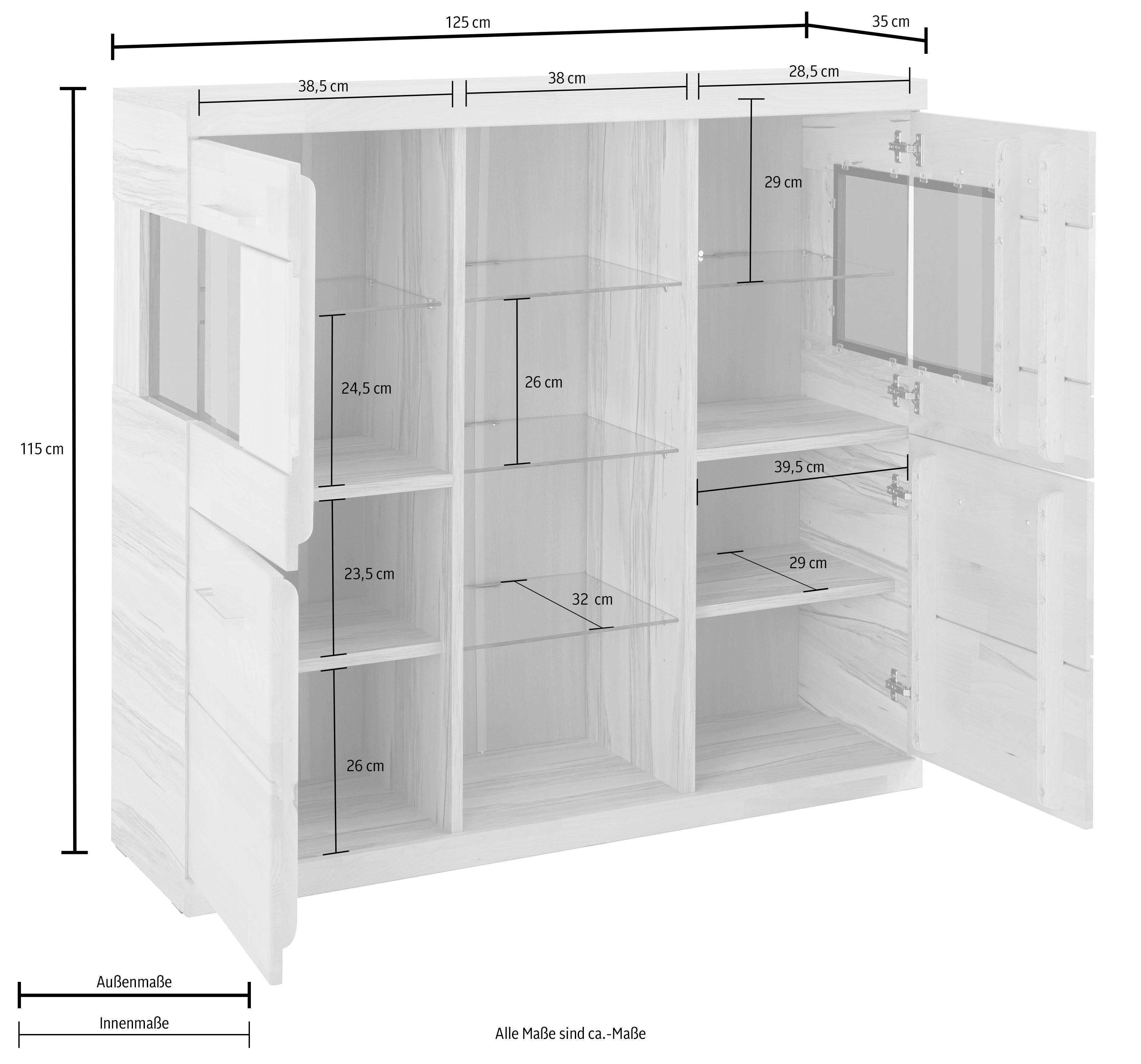 Woltra Highboard Ribe, Breite 125 cm