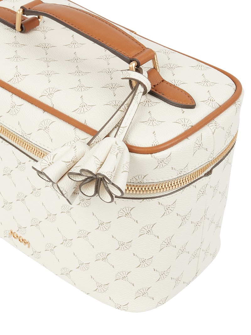 Kulturtasche mit Logo-Muster in ecru