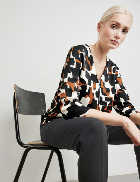 Legere 3/4 Arm Bluse mit V-Ausschnitt