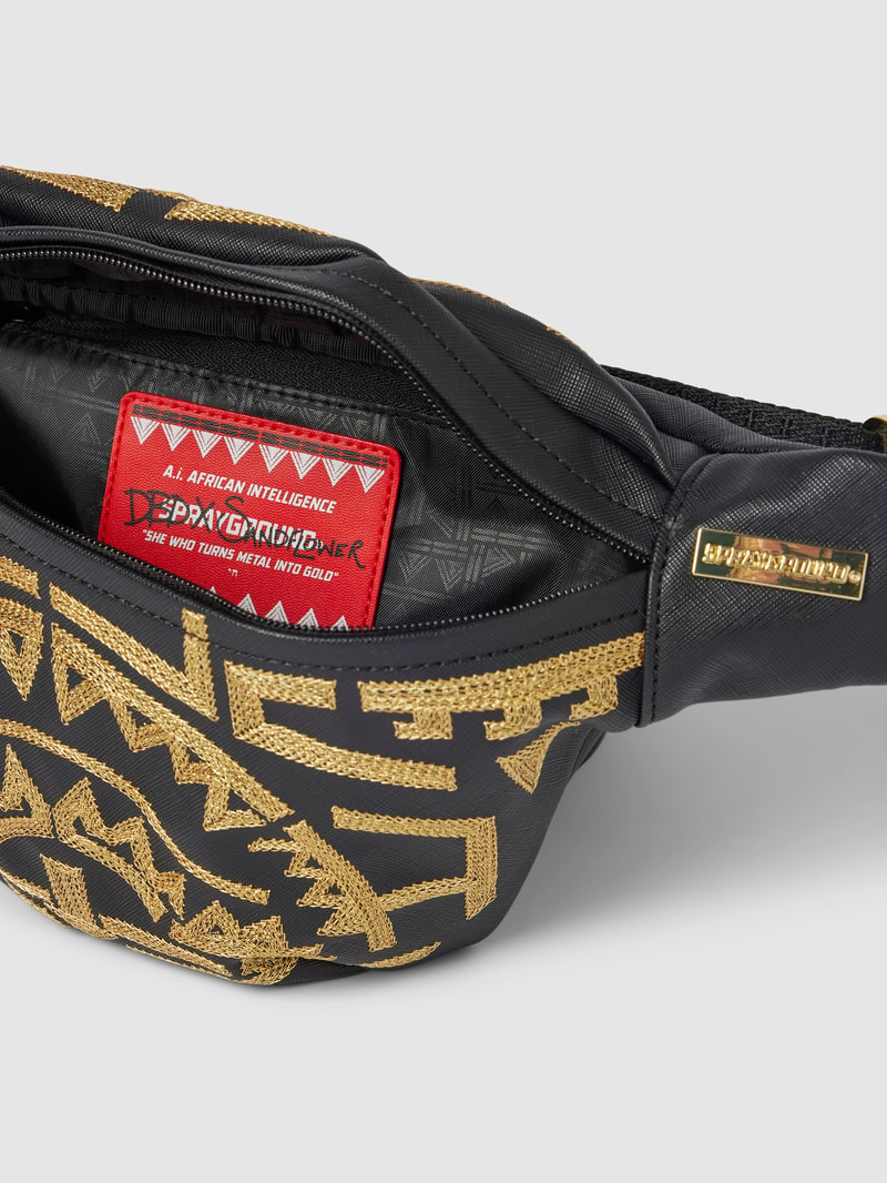 Bauchtasche mit Allover-Muster Modell 'TRIBAL GOLD SAVVY' in schwarz