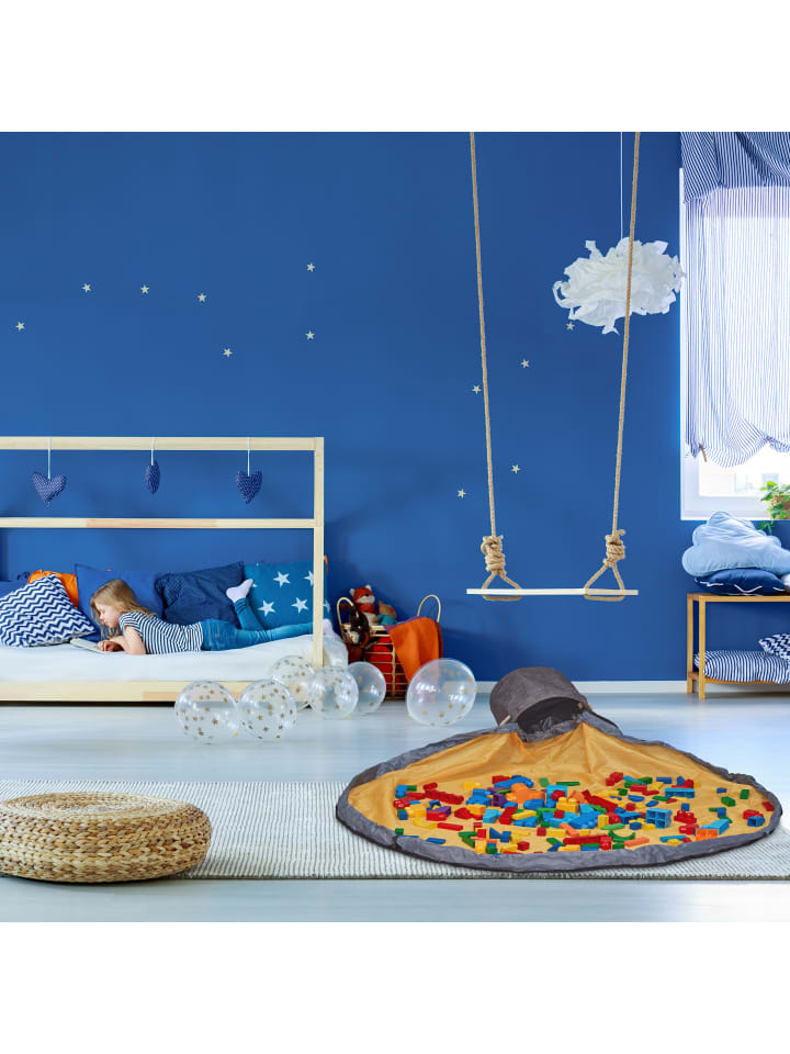 relaxdays Aufräumsack mit Spieldecke in Grau-Orange günstig kaufen onesize