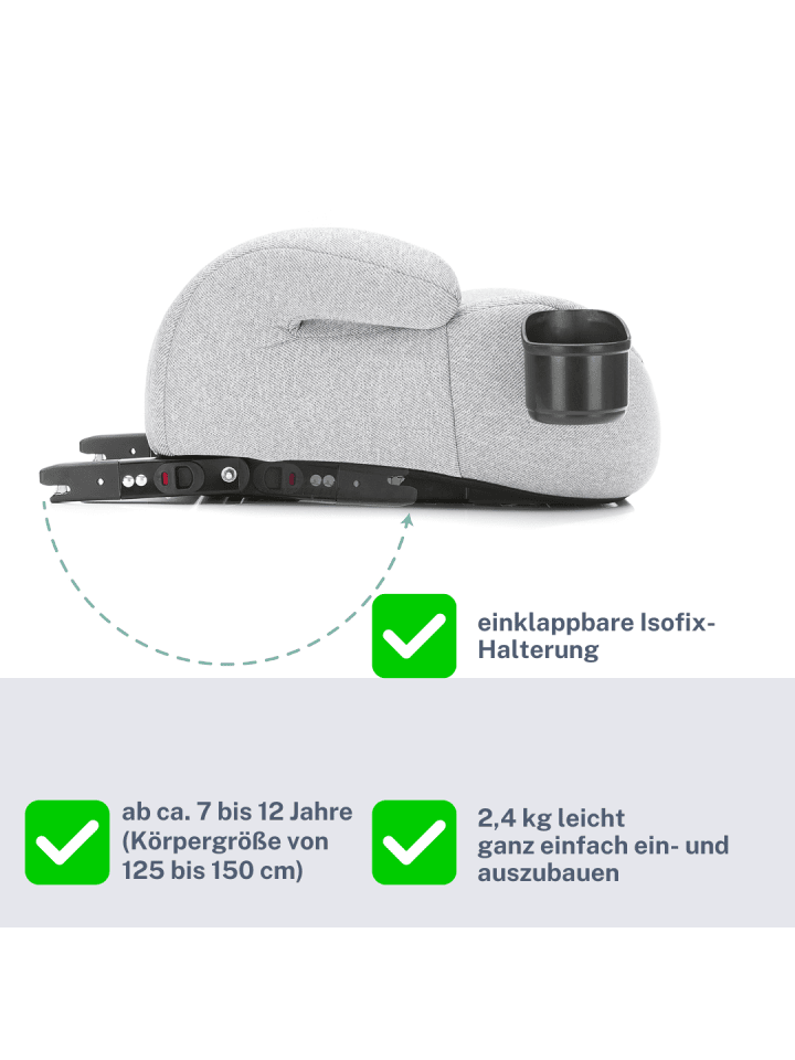 fillikid Sitzerhöhung Auto Isofix i-size Exklusiv in Dunkelgrau-Grau günstig kaufen 42 x 42 cm