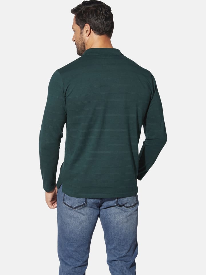 Jan Vanderstorm Langarm-Poloshirt MAKSE in dunkelgrün günstig kaufen