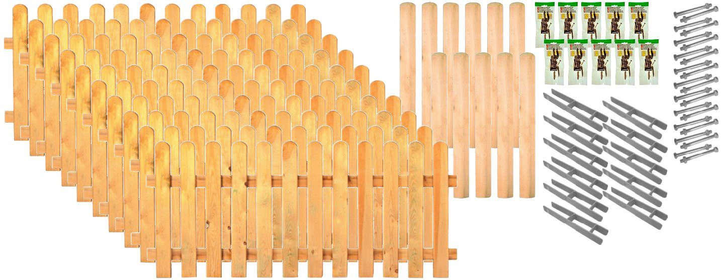Tetzner & Jentzsch Staketenzaun Lakeland 8, (Set), 10 Elemente, LxH: 1899x100 cm