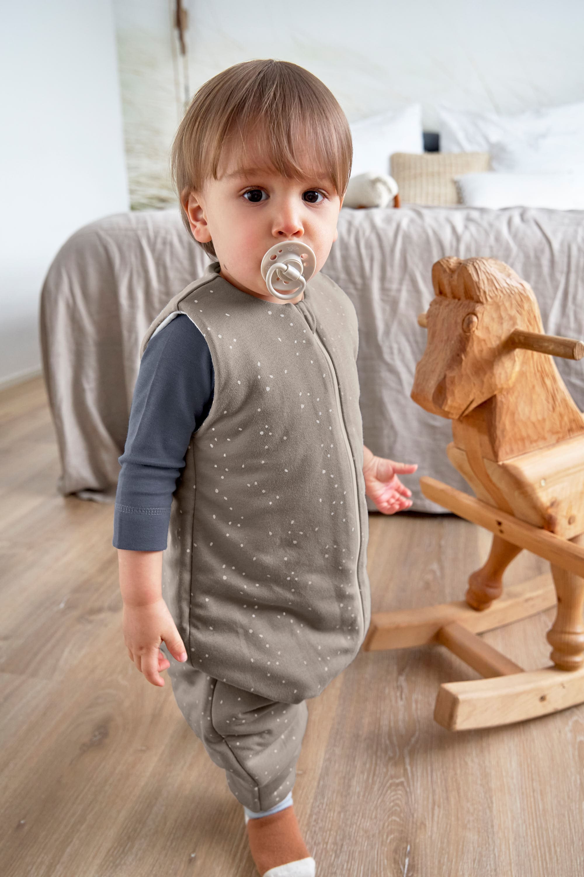 Kinder Schlafoverall 2,5 TOG, Sprinkle, Taupe