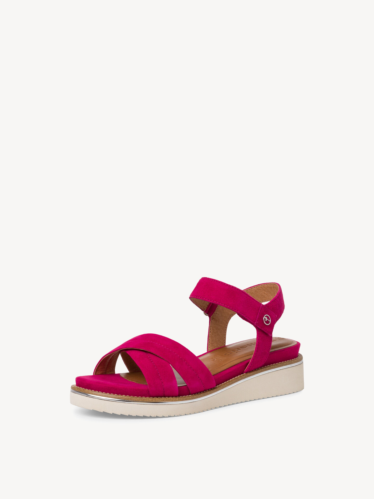 Sandale à talon en cuir - rose fuchsia