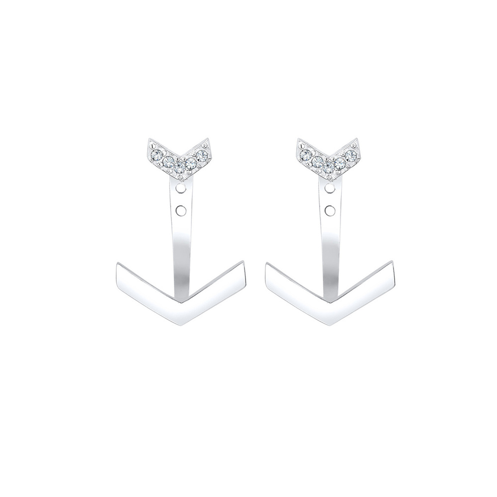 Elli Elli Boucles d'Oreilles Femme Triangle Cristaux 925 Argent Boucles d'oreilles