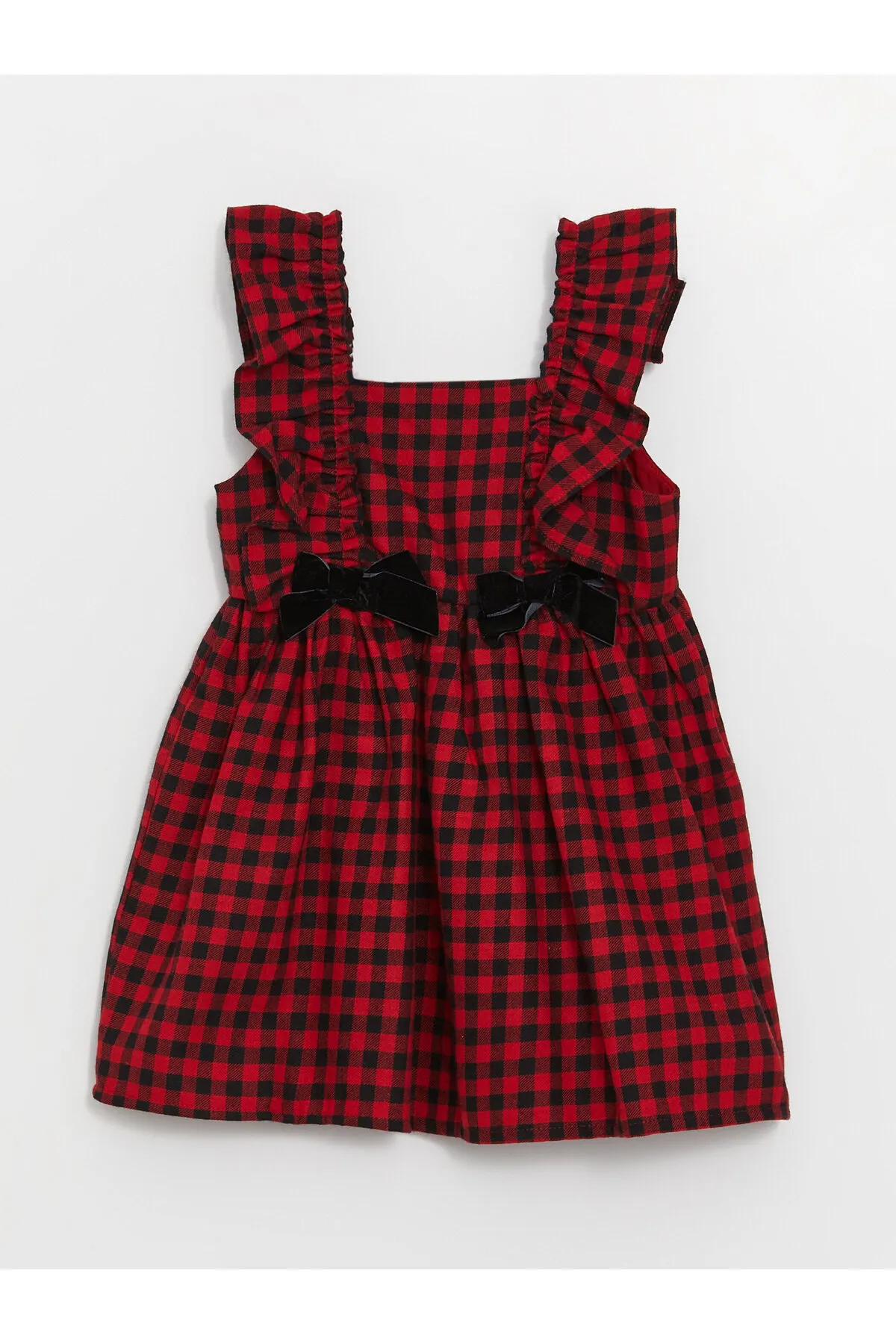 LC Waikiki  2-teiliges Set aus kariertem gemustertem Babykleid und T-Shirt mit Rundhalsausschnitt