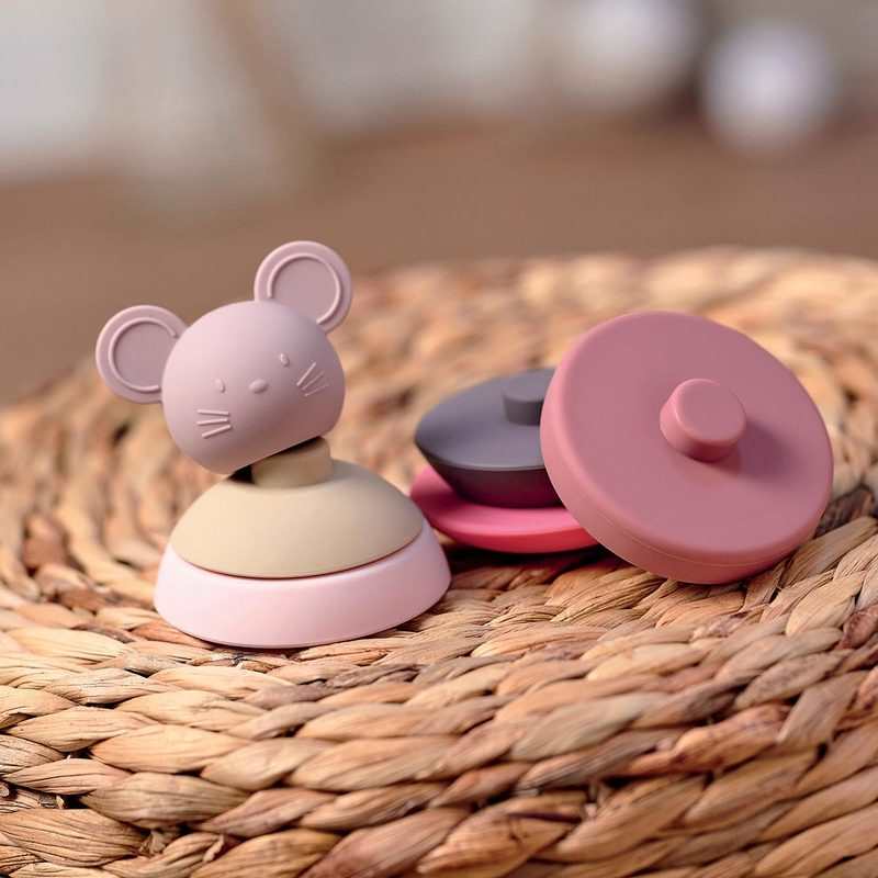 Jouet à empiler culbuto souris rose Nattou