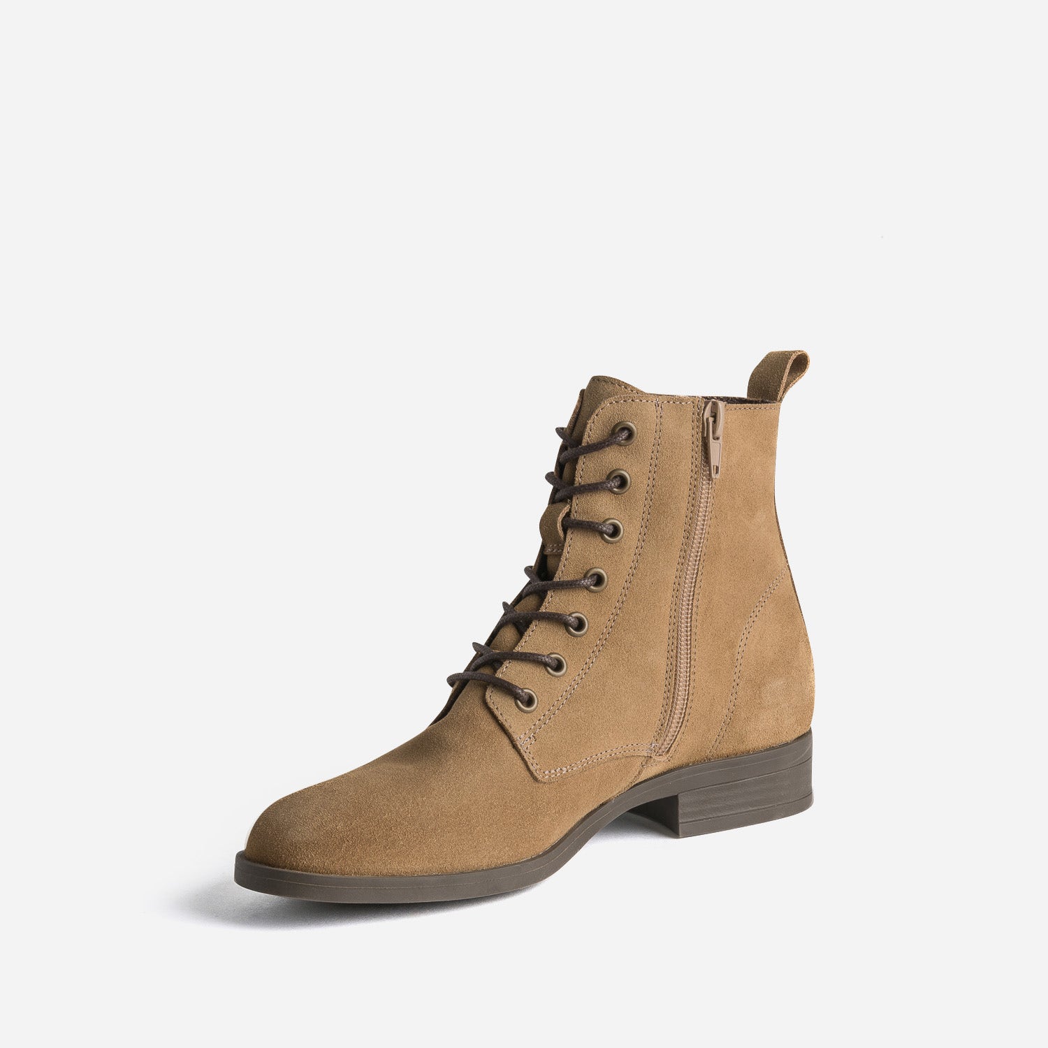 Bottine taupe éco-conçue en cuir velours