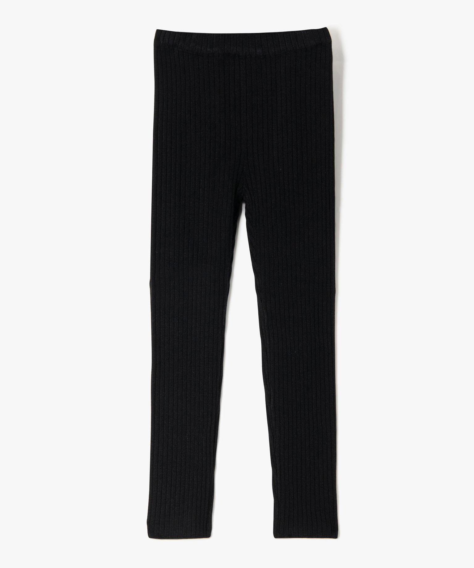 Pantalon leggings en maille ctelée fille noir | GEMO