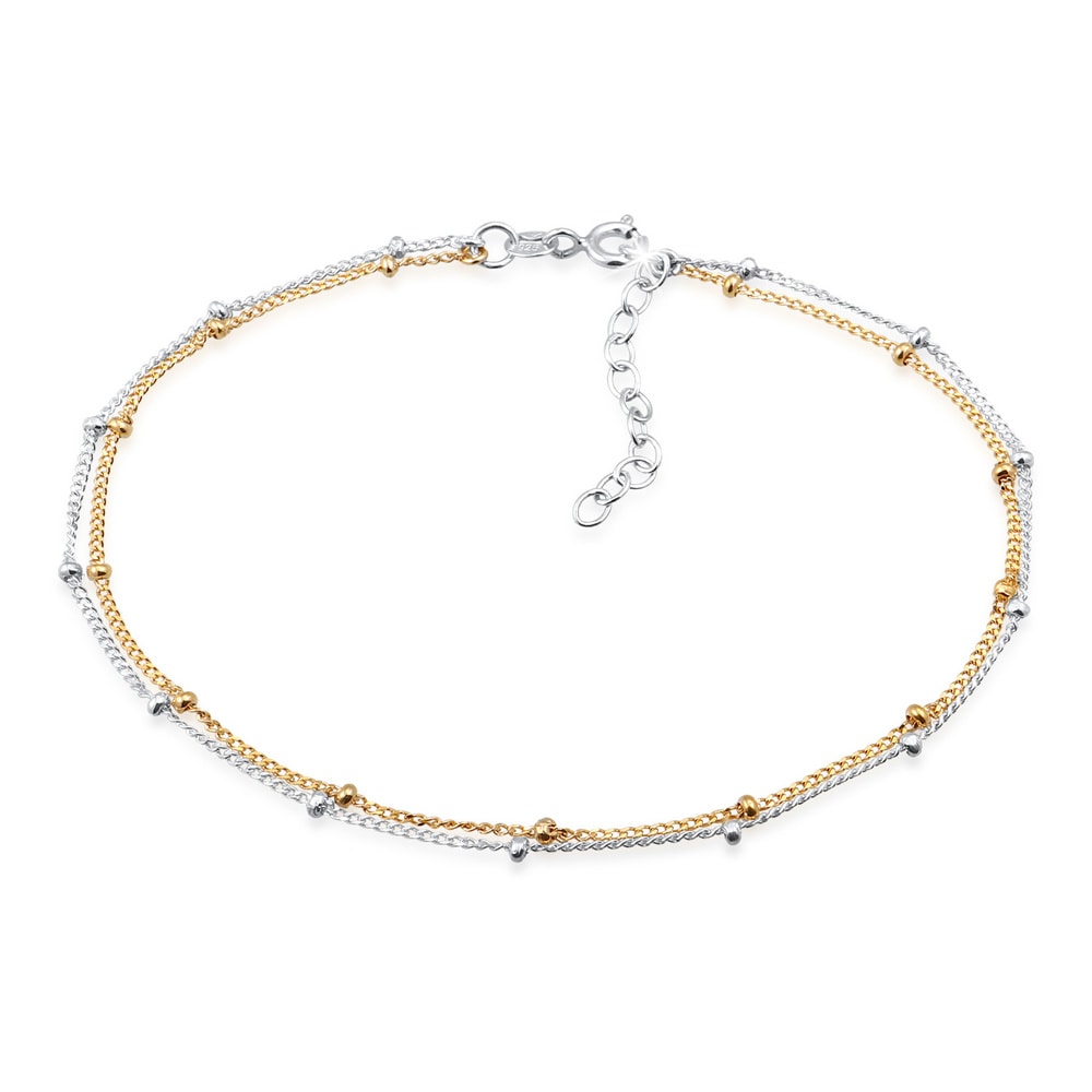 Elli Elli Bracelet de Cheville Chaîne boule pour femme bicolore Summer Beach Basic Min Bijoux