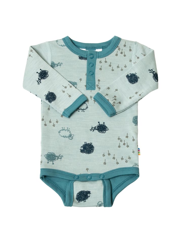 Joha Langarmbody Merinowolle/Bio-Baumwolle in blue aop günstig kaufen 50