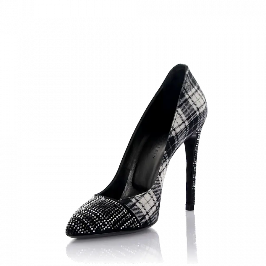 Philipp Plein - Pumps Scottish Diamond Leder schwarz Stoff Strass - schwarz