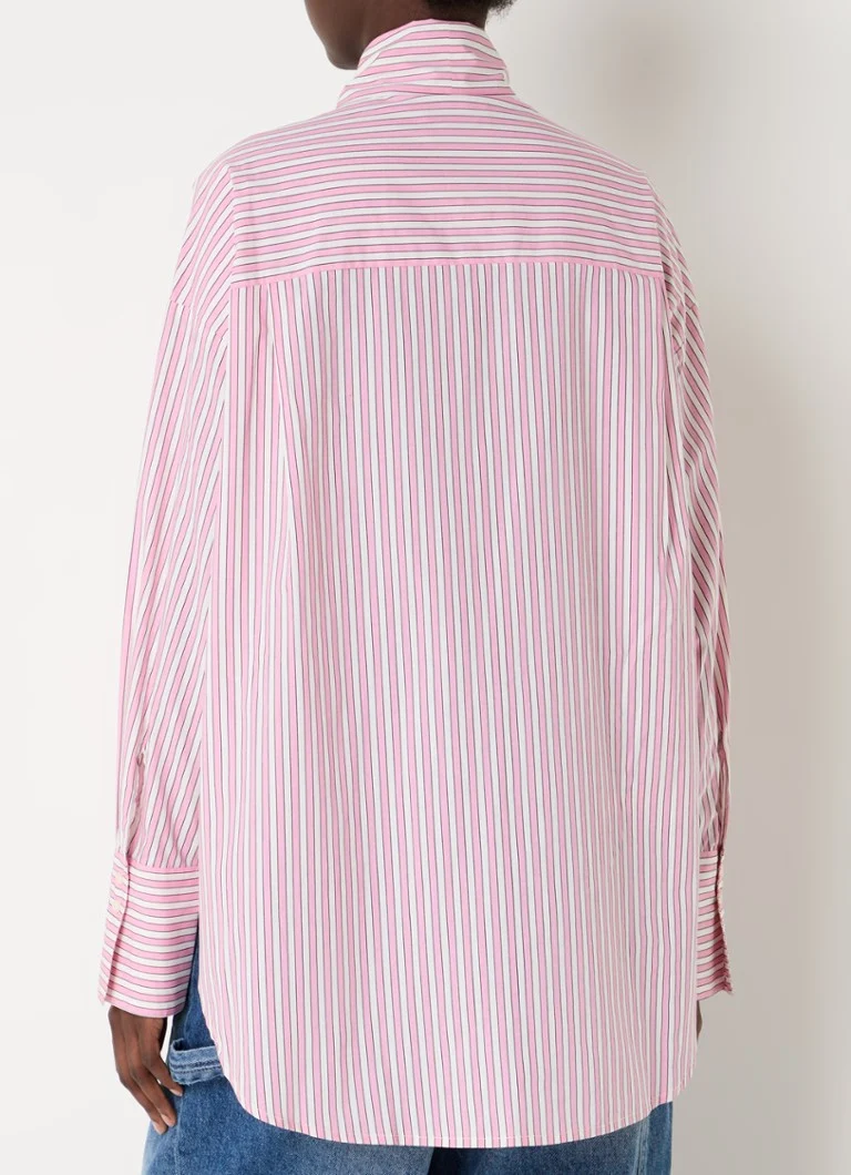 Bluza Essentiel Antwerp Greta s mašnom u ovratniku i prugastim printom