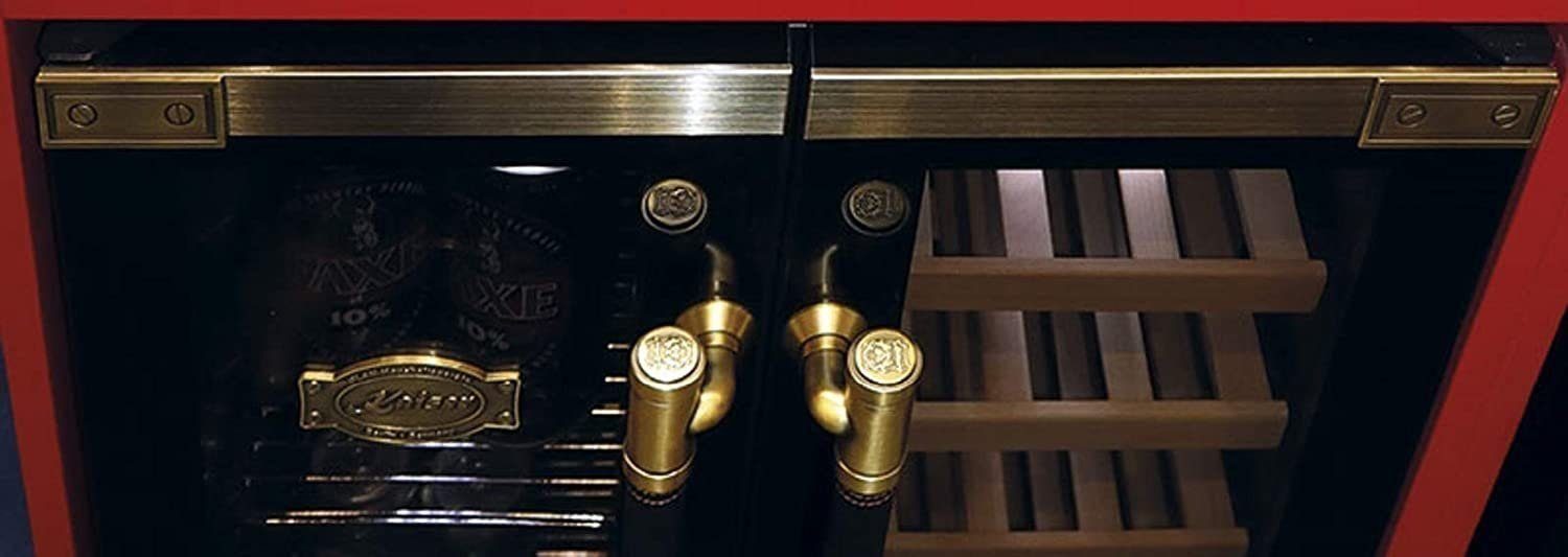 Kaiser Küchengeräte Weinkühlschrank K 64800 AD/5 Jahres Garantie,Retro Weinkühlschrank, 63 Bierdosen, LED Display, Freistehend