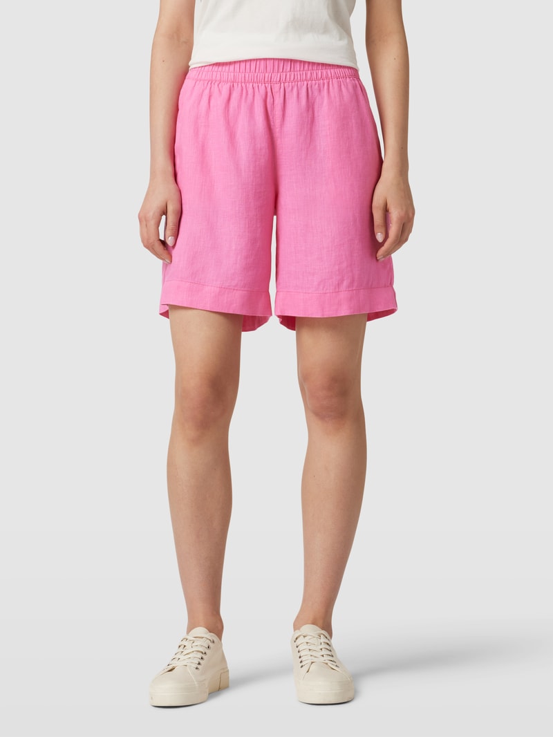 Shorts aus Leinen mit Eingrifftaschen in pink