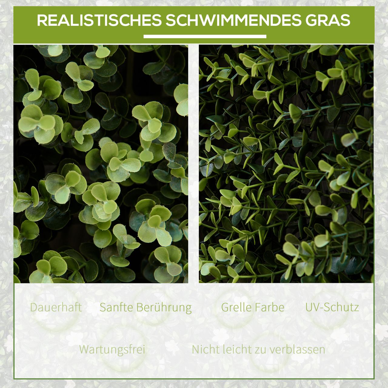 Outsunny 12 Stück künstliches Pflanzenwand Hecke 50x50 cm