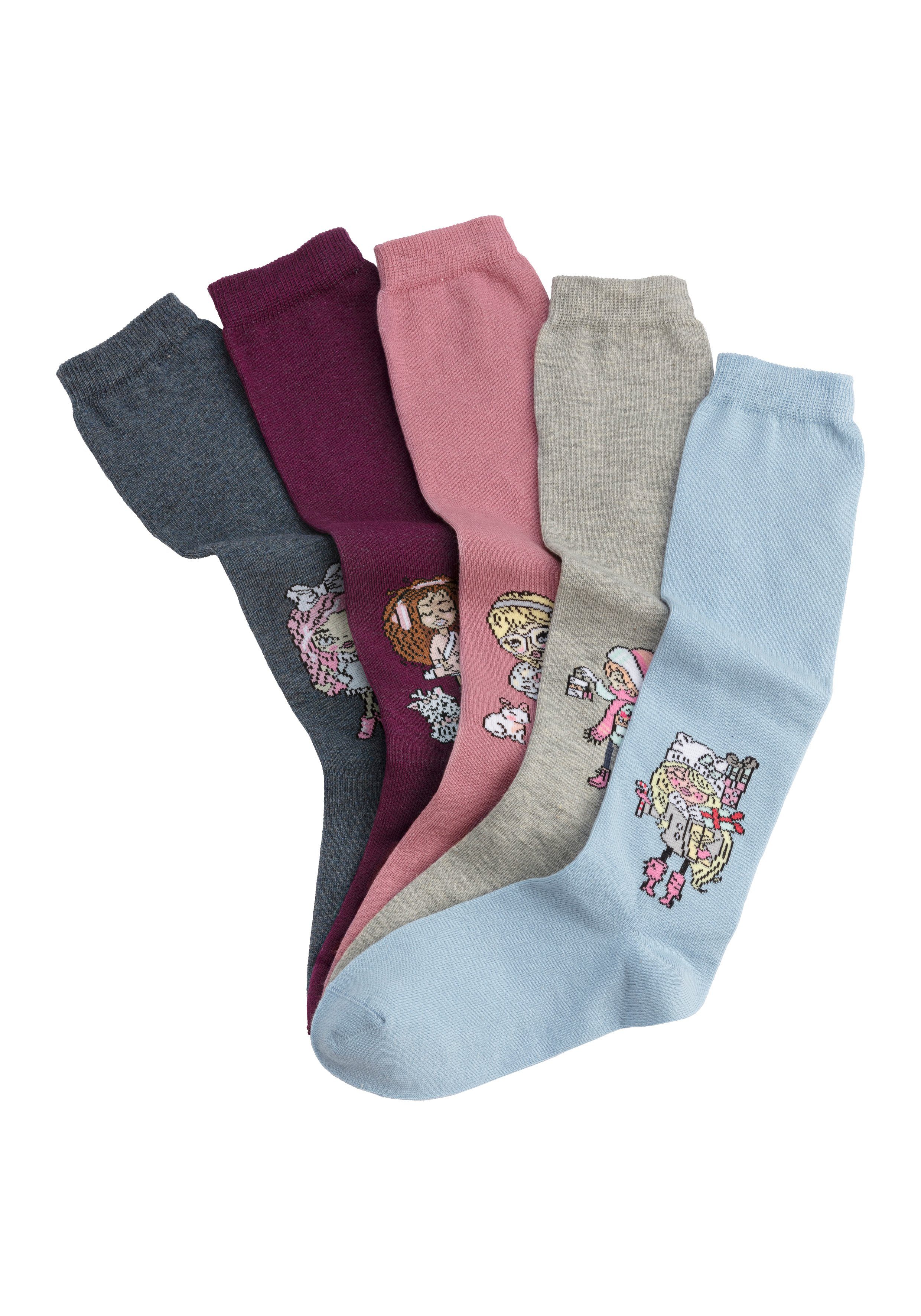 H.I.S Kniestrümpfe (5-Paar) mit eingestricktem Motiv