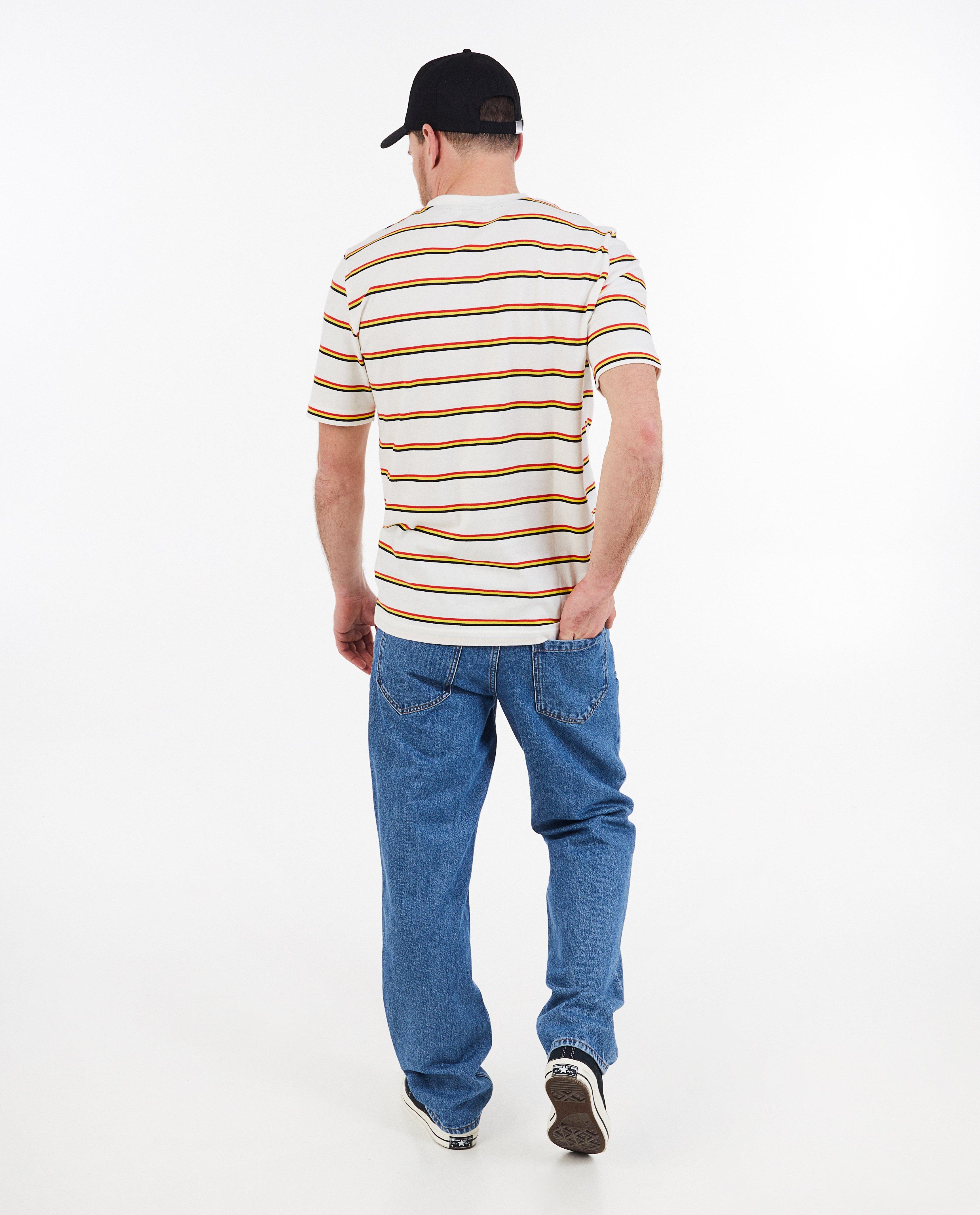 Tricou cu dungi Familystories, colecția Supporters, alb pentru bărbați