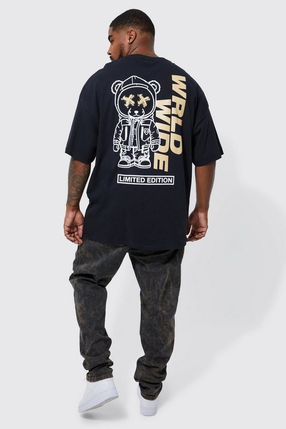 Plus T-Shirt mit Space Teddy Print