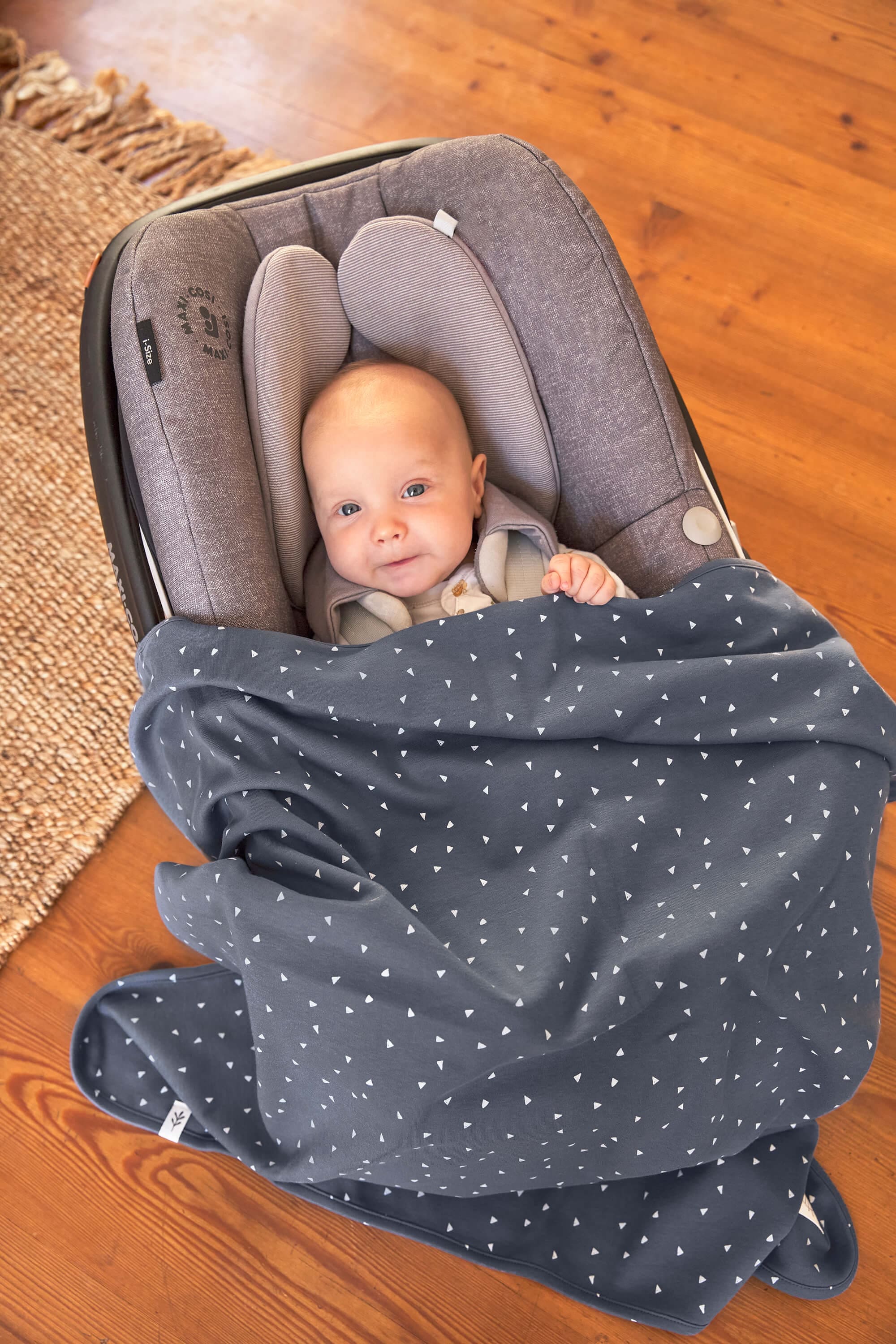 Babydecke - Bio Baumwolle, Triangle Blue