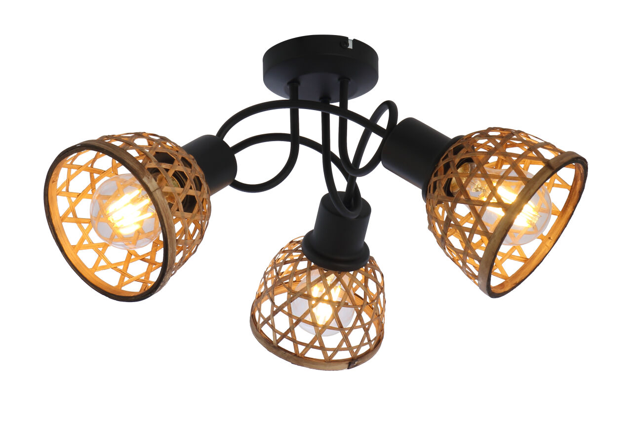 Globo Lighting - WENNA - Deckenleuchte Metall schwarz matt, 3x E27 LED