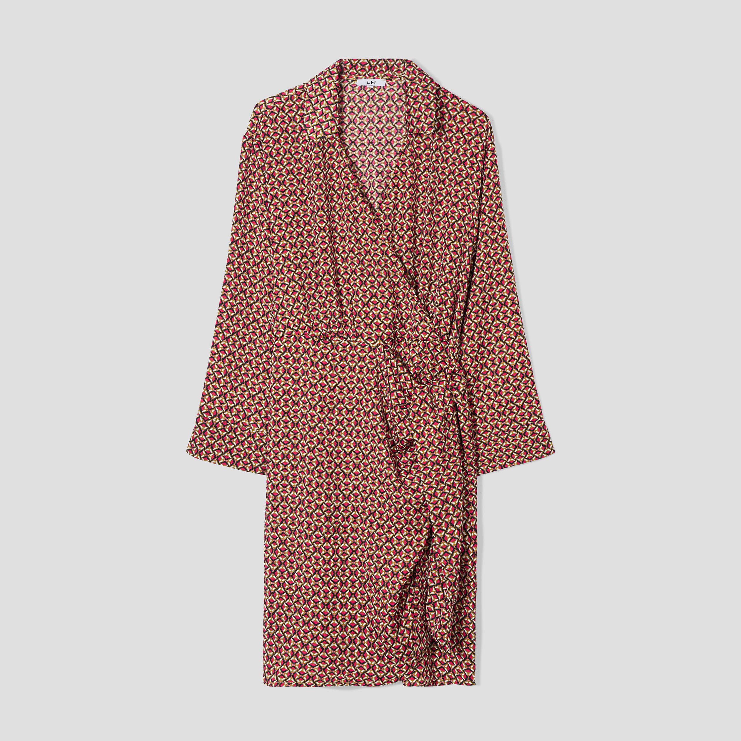 Robe col cache-coeur avec noeud rose fushia femme | La Halle