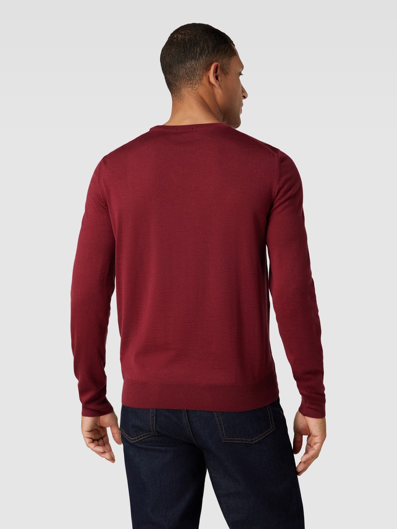 Strickpullover mit Label-Stitching Modell 'Botto' in bordeaux rot