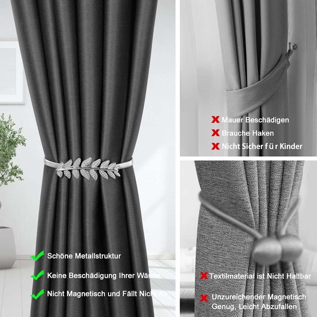 Dekoklammer für Raffhalter Vorhang Raffhalter, elastische Legierung, 2 Schlaufen für Gardinen, HIBNOPN, (2-tlg)