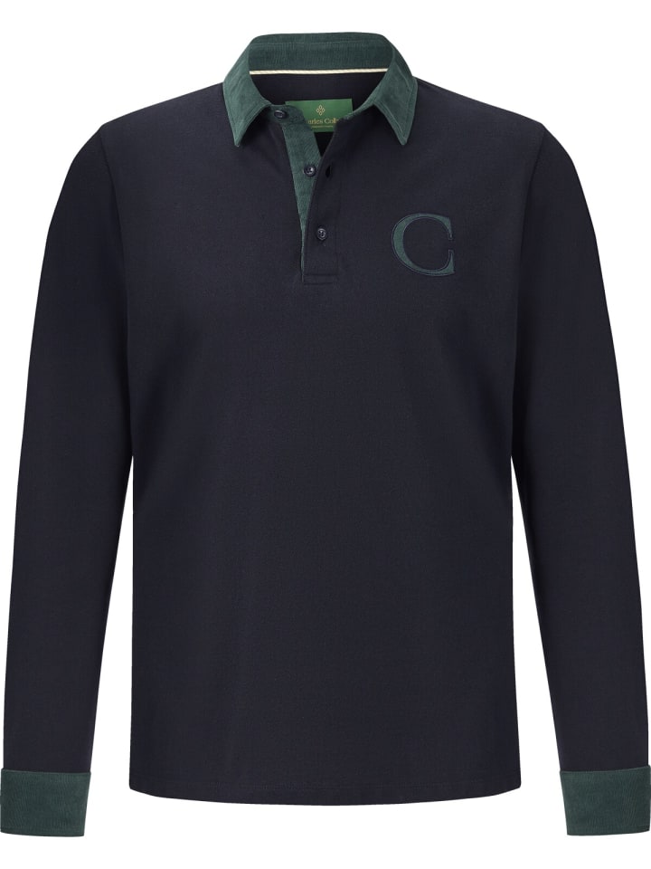 Charles Colby Langarm-Poloshirt DUKE BLAKE in dunkelblau günstig kaufen